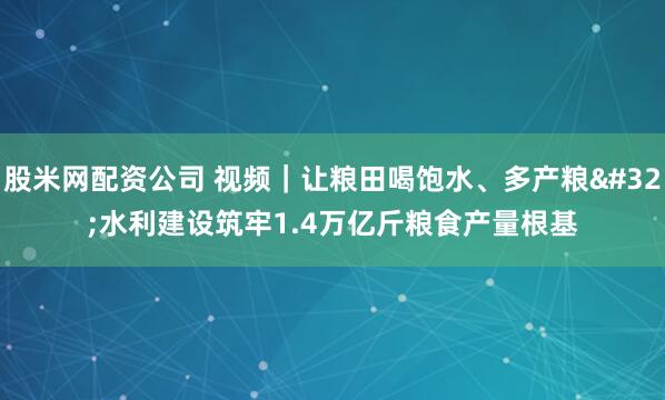 股米网配资公司 视频｜让粮田喝饱水、多产粮 水利建设筑牢1.4万亿斤粮食产量根基